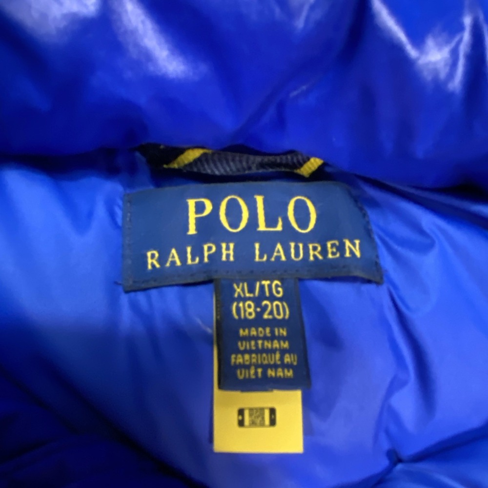 Polo Ralph Lauren Youth XL 18-20 Blue Puffer Coat Jacket White Duck Down - Picture 4 of 10
